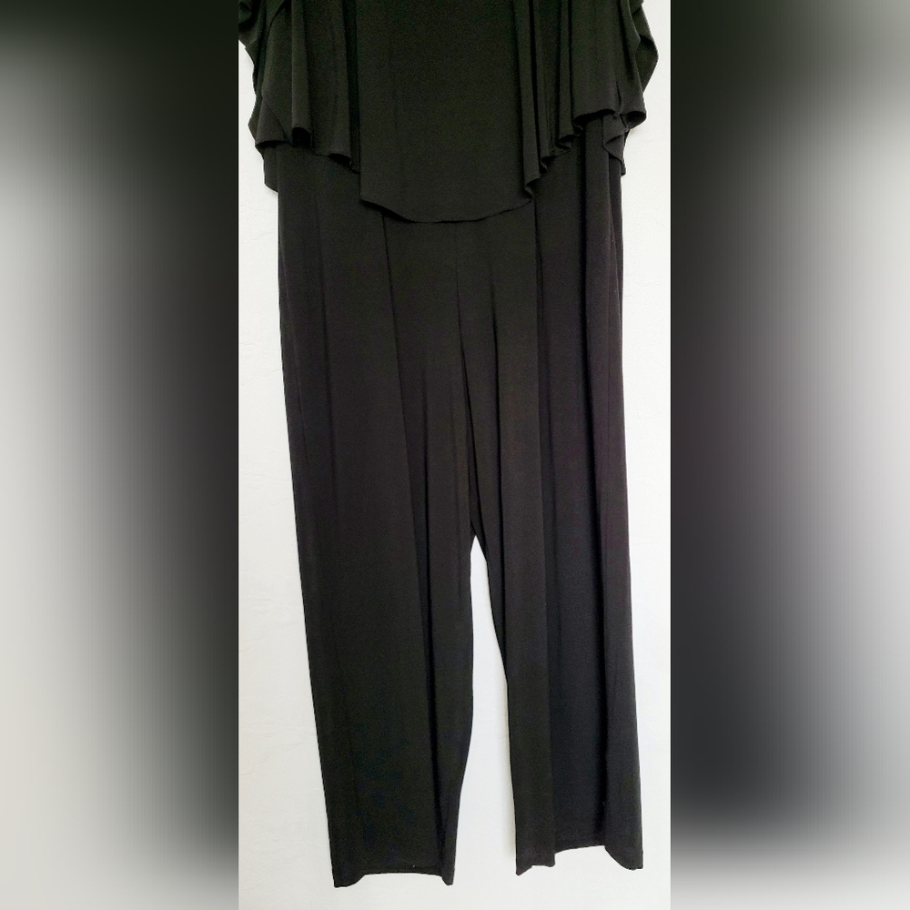 Emma & Michelle Plus Size Jumpsuit Stretch Pull On Flutter Sleeves Black 3X - Picture 12 of 16